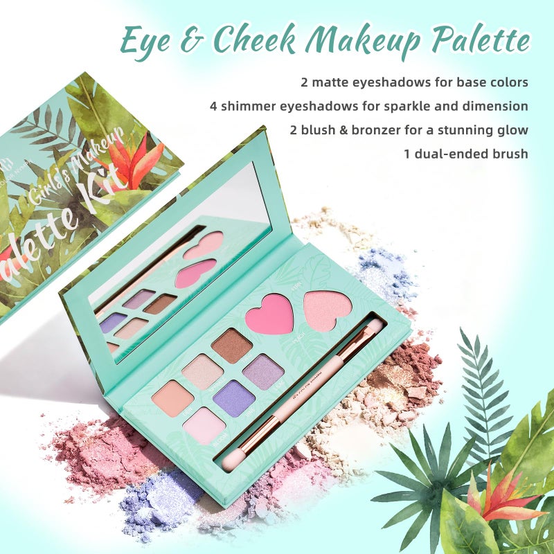 Color Nymph Girls Eye & Cheek Makeup Palette - Eyeshadow & Blush & Highlighter Palette for Teens Girls Tweens, Beginner-Friendly, Gentle Makeup Kits for Starter, Makeup Gift for Christmas (Mint Green) - Image 3